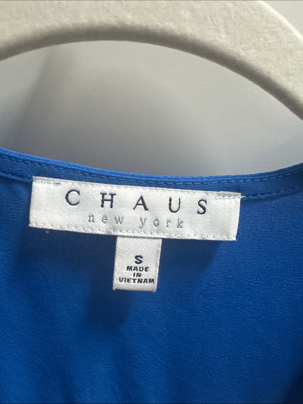 Chaus Bright Blue V-Neck Flutter Sleeve Blouse - Picture 3 of 4
